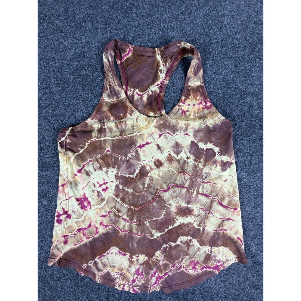 Lululemon Tank Top Womens Brown 6/8 Tan Tie Dye Racerback CUSTOM ooak‎